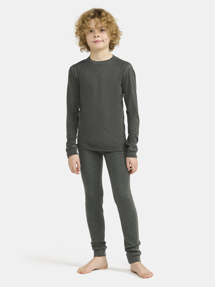 Ullar Merino sett (toppur & buxur) - Grænt - Barnastærðir