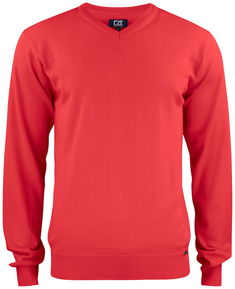 Everett V-neck peysa - rauð - dömu- og herrastærðir (100% cashwool)