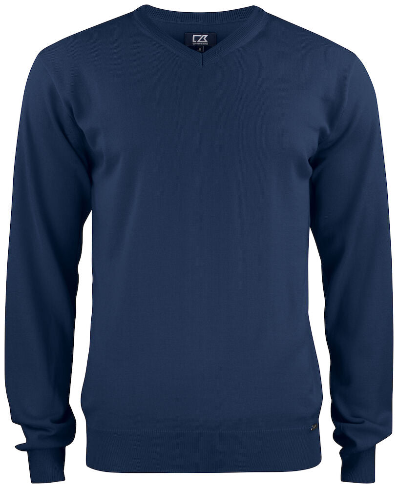 Everett V-neck peysa - dökkblá - dömu- og herrastærðir (100% cashwool)