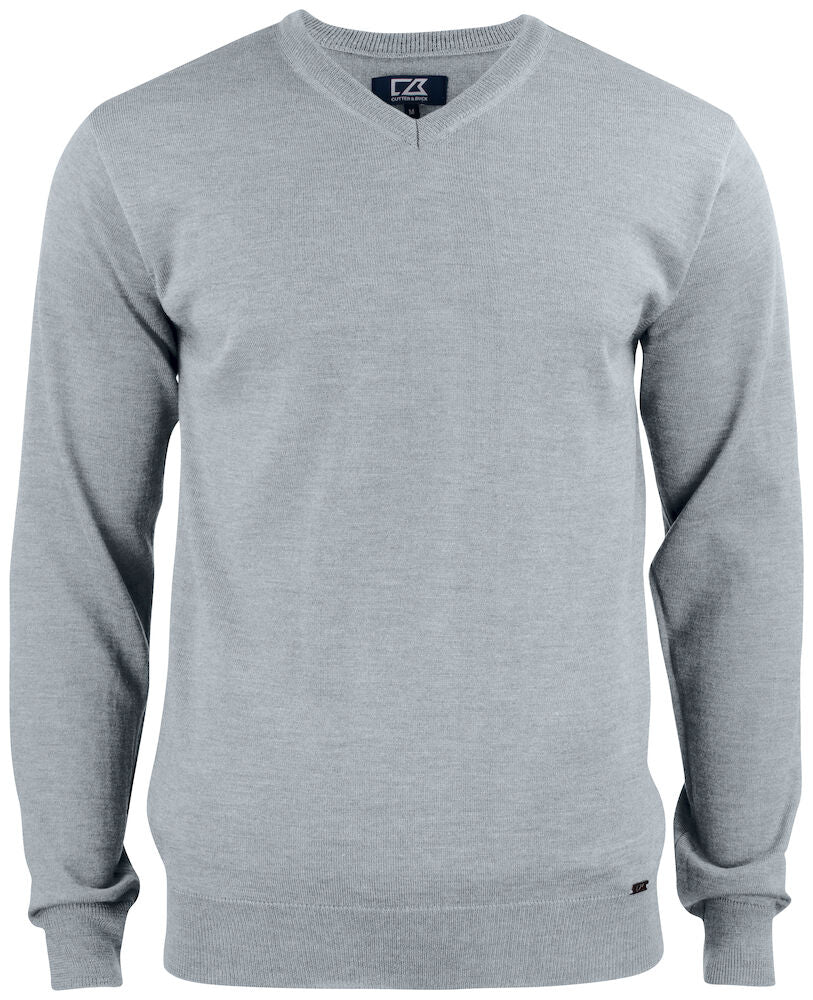 Everett V-neck peysa - grá - dömu- og herrastærðir (100% cashwool)