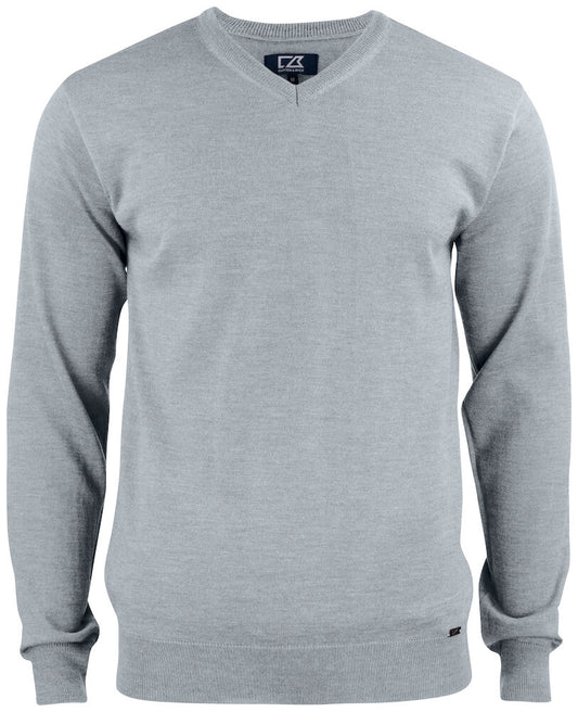 Everett V-neck peysa - grá - dömu- og herrastærðir (100% cashwool)