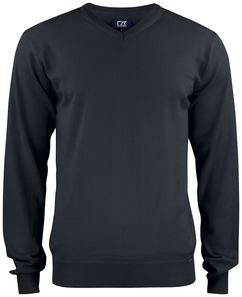 Everett V-neck peysa - svört - dömu- og herrastærðir (100% cashwool)