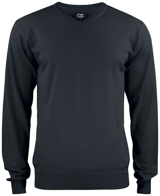 Everett V-neck peysa - svört - dömu- og herrastærðir (100% cashwool)