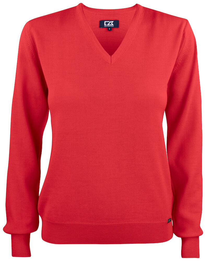 Everett V-neck peysa - rauð - dömu- og herrastærðir (100% cashwool)