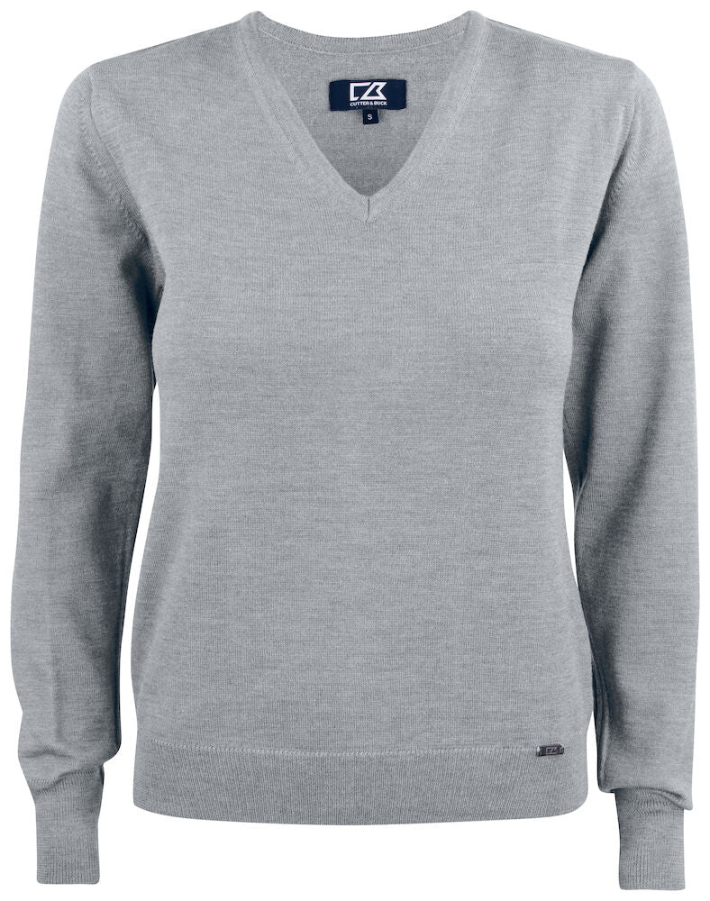 Everett V-neck peysa - grá - dömu- og herrastærðir (100% cashwool)