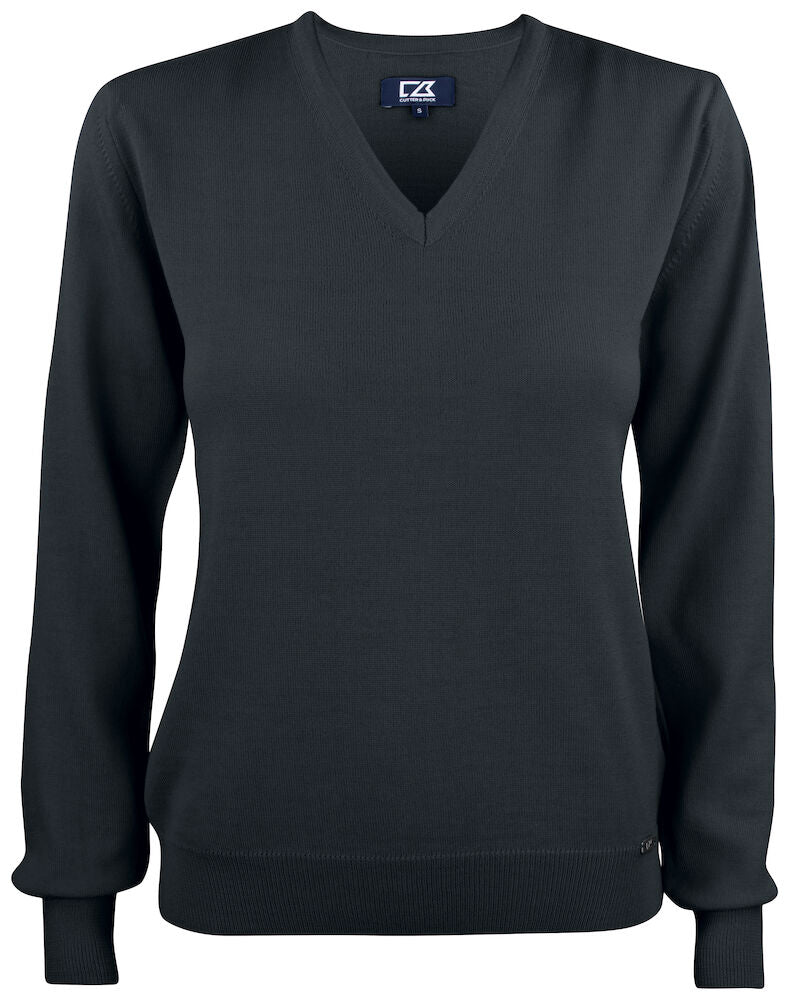 Everett V-neck peysa - svört - dömu- og herrastærðir (100% cashwool)