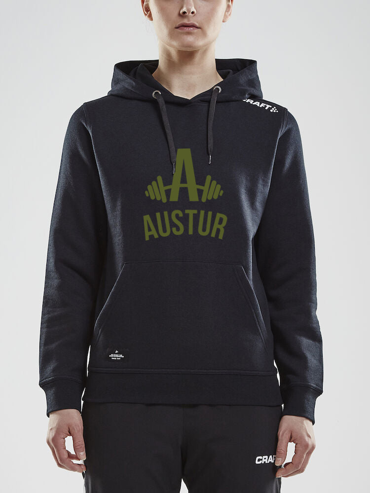 AUSTUR - Hettupeysa með stóru lógó - Svört