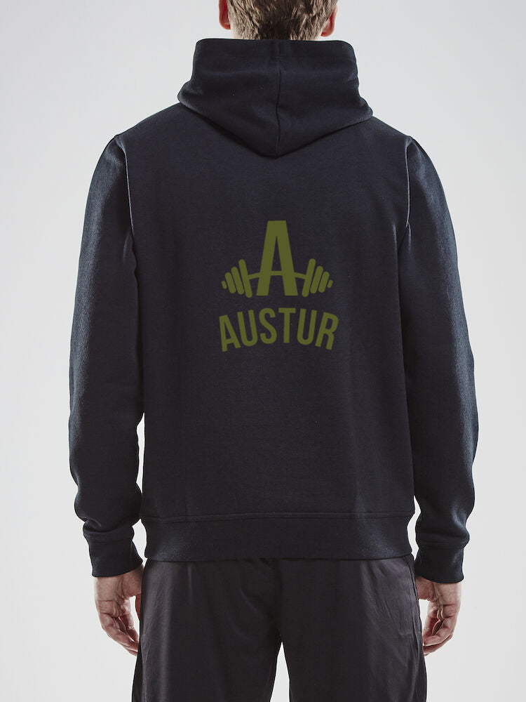 AUSTUR - Hettupeysa stórt lógó á baki - Svört