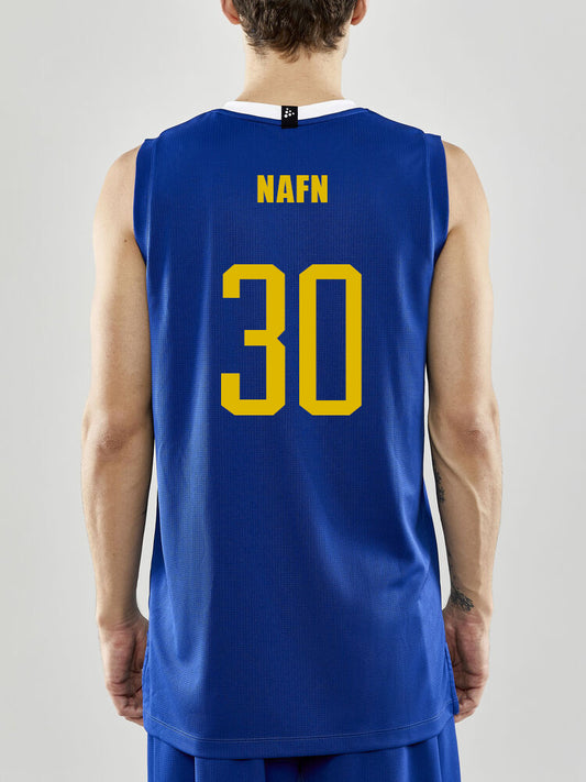 Körfuboltatreyja - Blá með gulum merkingum