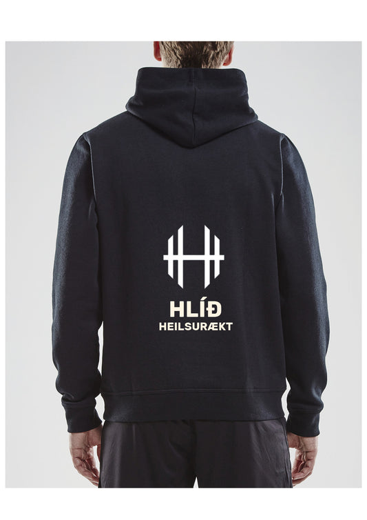 Hlíð heilsurækt - Hettupeysa - allar stærðir (með stóru merki á baki)