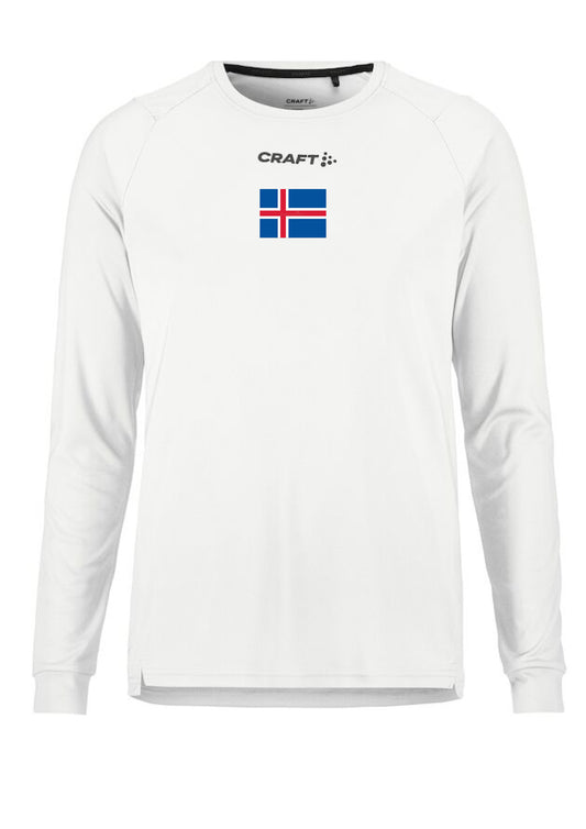 Síðerma bolur - Hvítur - Íslenski fáninn