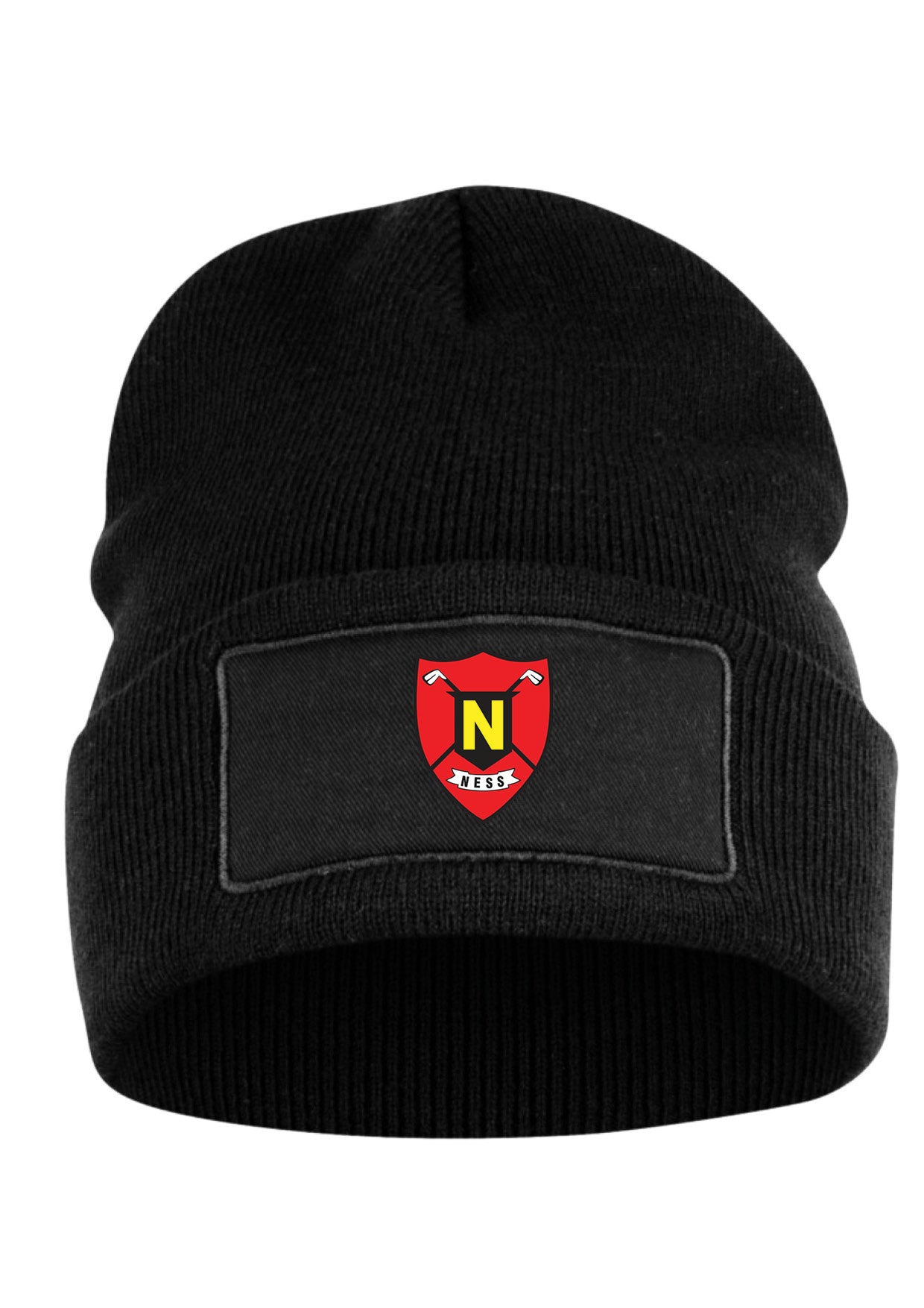 NESKLÚBBURINN - Hubert húfa með lituðu merki - svört - ein stærð