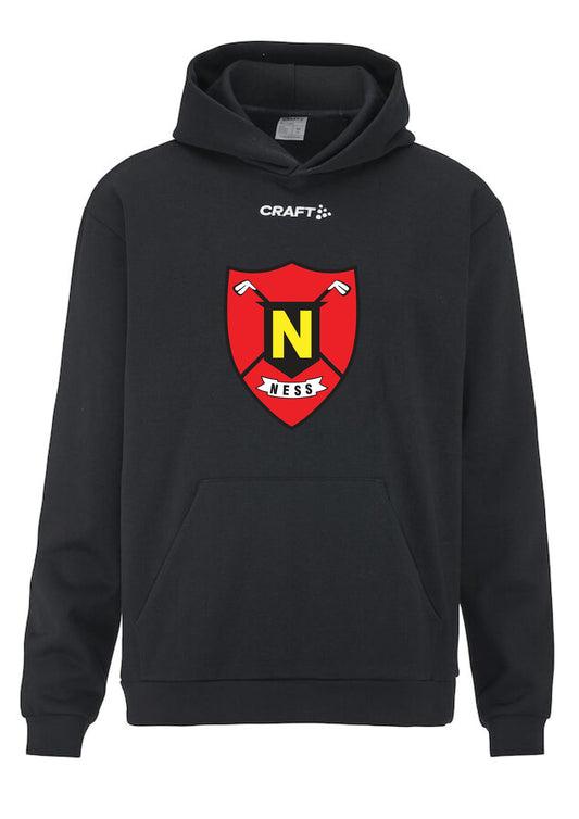 NESKLÚBBURINN -  Hettupeysa með stóru merki - svört - allar stærðir