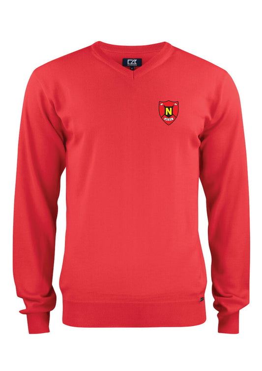 NESKLÚBBURINN - Everett peysa með V-hálsmáli (100% Merino ull) - rauð - dömu- og herrastærðir