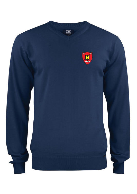 NESKLÚBBURINN - Everett peysa með V-hálsmáli (100% Merino ull) - navy - dömu- og herrastærðir