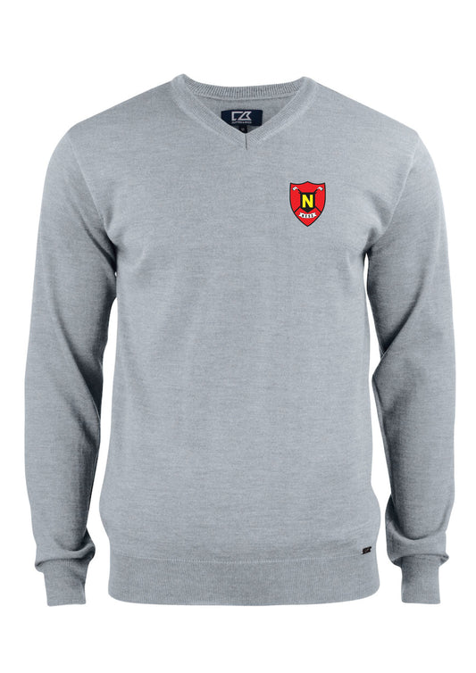 NESKLÚBBURINN - Everett peysa með V-hálsmáli (100% Merino ull) - grá - dömu- og herrastærðir