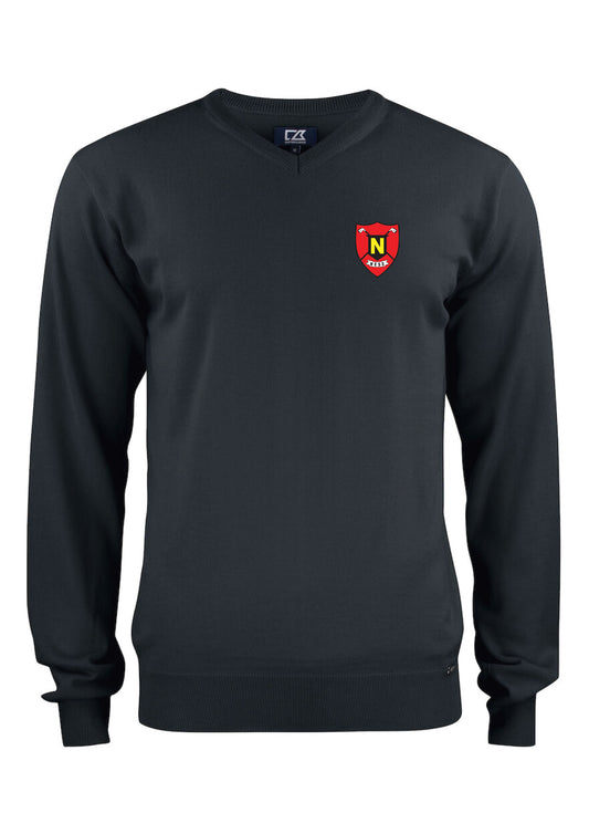 NESKLÚBBURINN - Everett peysa með V-hálsmáli (100% Merino ull) - svört - dömu- og herrastærðir