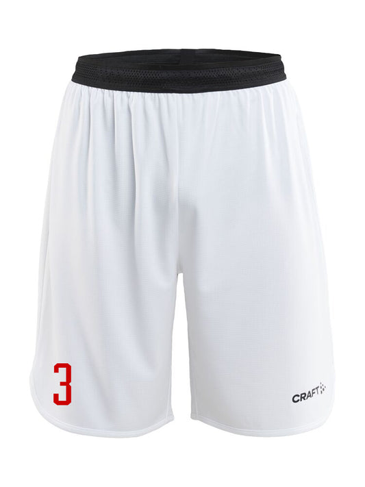 Körfuboltastuttbuxur - Hvítar með rauðum merkingum