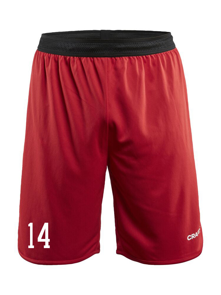 Körfuboltastuttbuxur - Rauðar með hvítum merkingum