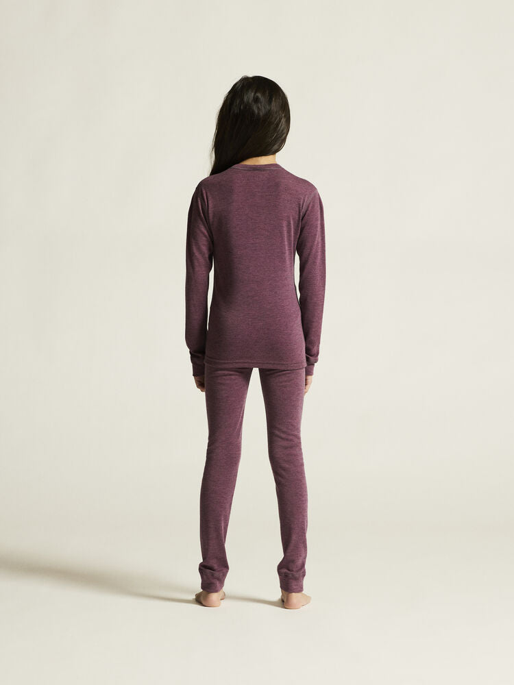 Ullar Merino sett (toppur & buxur) - Rouge Melange - Barnastærðir