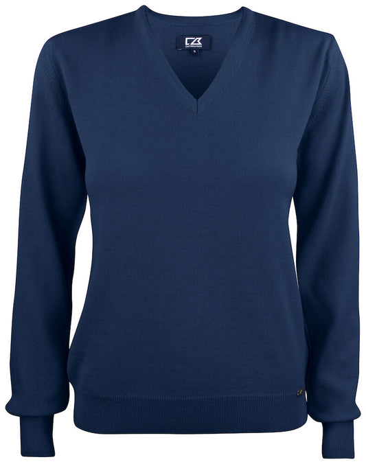 Everett V-neck peysa - dökkblá - dömu- og herrastærðir (100% cashwool)