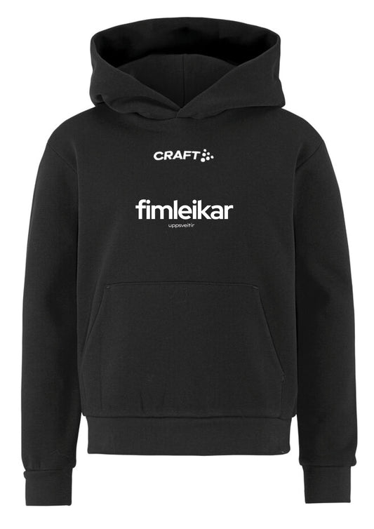 FIM UPPSVEITA - Hettupeysa með stóru merki - svört - allar stærðir