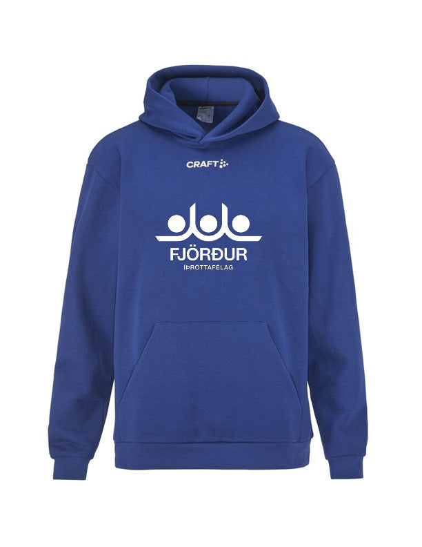 FJÖRÐUR - Hettupeysa með stóru merki - blá - allar stærðir