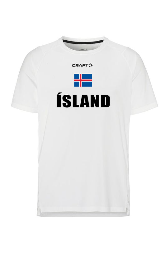 Stutterma bolur - Hvítur - Íslenski fáninn og Ísland