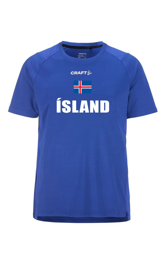 Stutterma bolur - Blár - Íslenski fáninn & Ísland