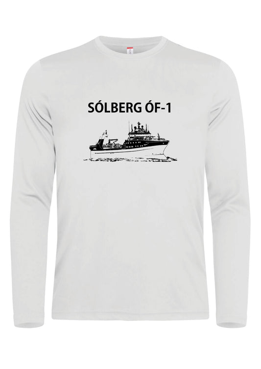 SÓLBERG ÓF-1 - Síðerma bolur (polyester) - hvítur - fullorðinsstærðir