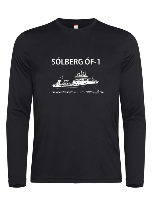 SÓLBERG ÓF-1 - Síðerma bolur (polyester) -  svartur - fullorðinsstærðir
