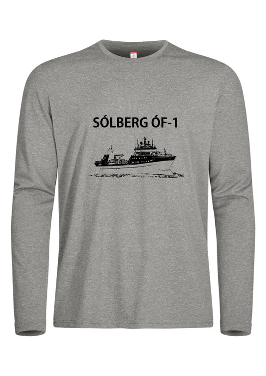 SÓLBERG ÓF-1 - Síðerma bolur (polyester) -  grár - fullorðinsstærðir