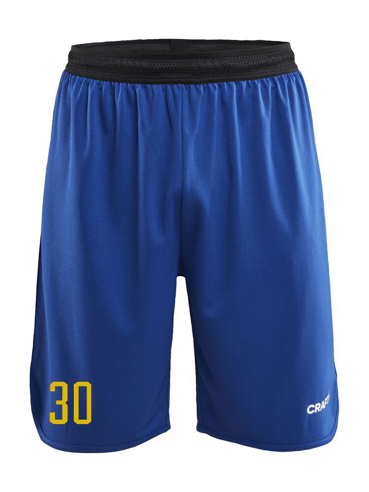 Körfuboltastuttbuxur - Bláar með gulum merkingum