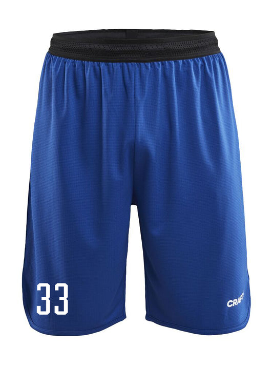 Körfuboltastuttbuxur - Bláar með hvítum merkingum