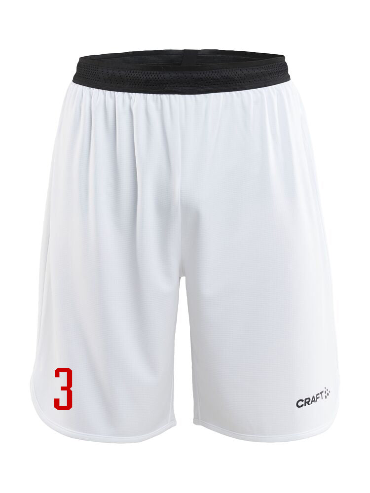 Körfuboltastuttbuxur - Hvítar með rauðum merkingum
