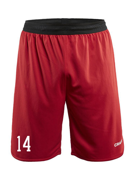 Körfuboltastuttbuxur - Rauðar með hvítum merkingum