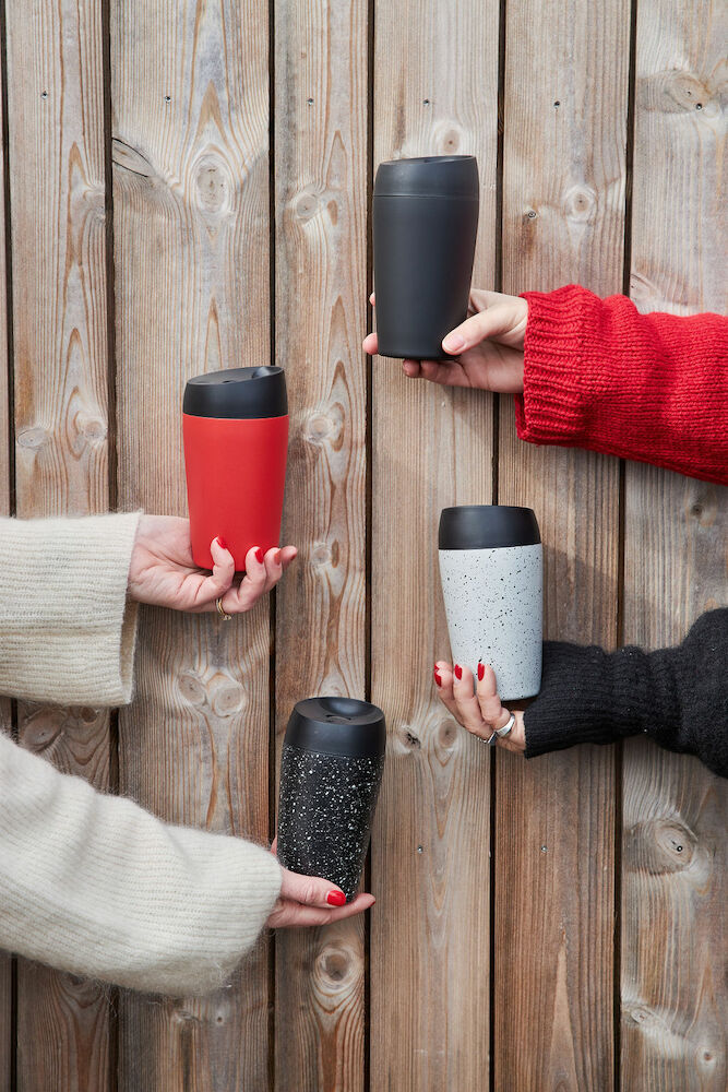 Loke travel mug with locking function small - Black/white